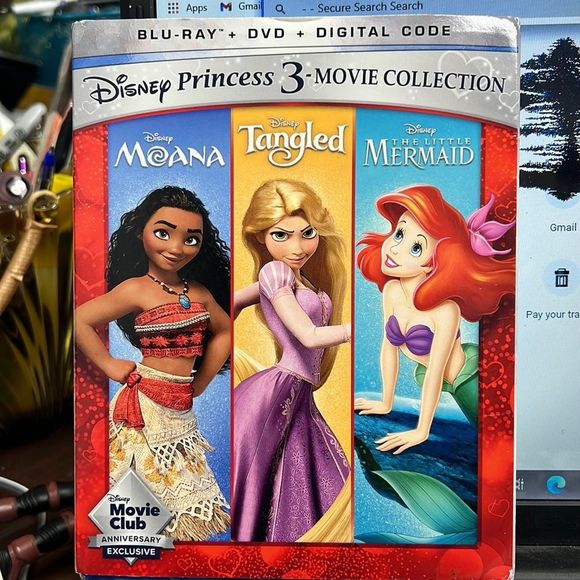 Disney Princess 3-Movie Collection (2021) - Moana, Tangled, Little Mermaid. New